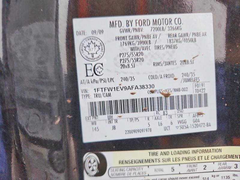 75395275 :رقم المزاد ، 1FTFW1EV9AFA38330 vin ، 2010 Ford F150 مزاد بيع