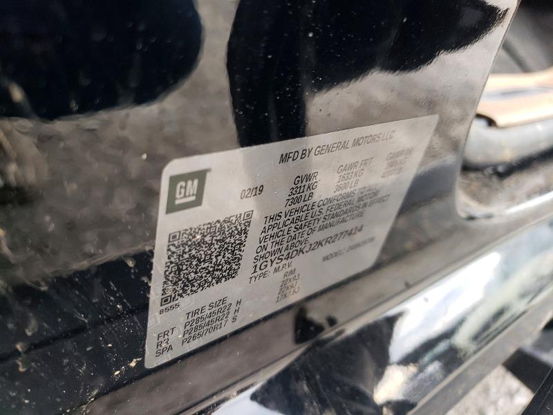 73725245 :رقم المزاد ، 1GYS4DKJ2KR277414 vin ، 2019 Cadillac Escalade مزاد بيع