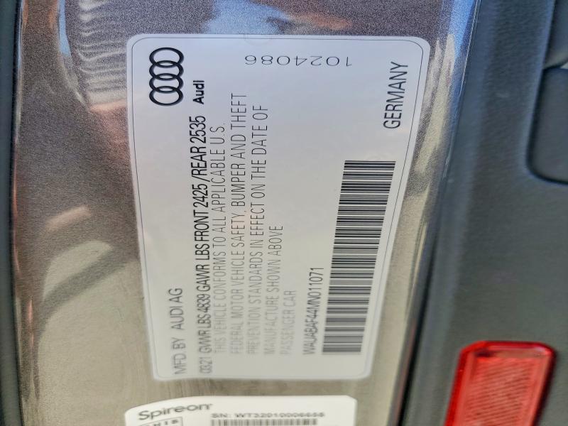 Продажа на аукционе авто 2021 Audi A4, vin: WAUABAF44MN011071, номер лота: 98694525