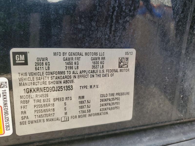 Aukcja sprzedaży 2013 Gmc Acadia, vin: 1GKKRNED9DJ251353, numer aukcji: 72270835