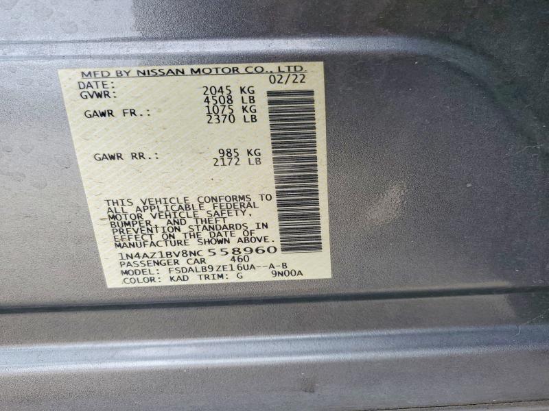 Aukcja sprzedaży 2022 Nissan Leaf, vin: 1N4AZ1BV8NC558960, numer aukcji: 72338725