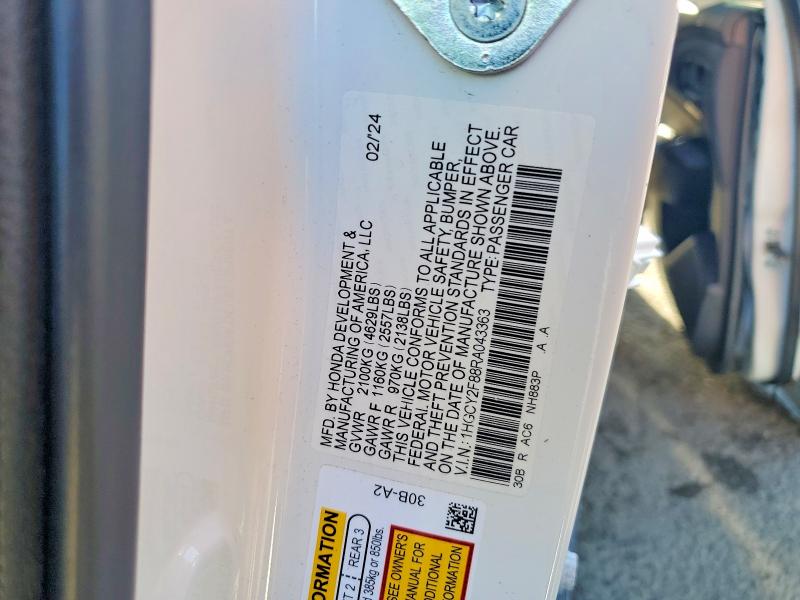 72267715 :رقم المزاد ، 1HGCY2F88RA043363 vin ، 2024 Honda Accord مزاد بيع