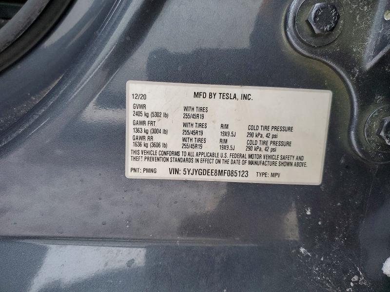 74821045 :رقم المزاد ، 5YJYGDEE8MF085123 vin ، 2021 Tesla Model Y مزاد بيع