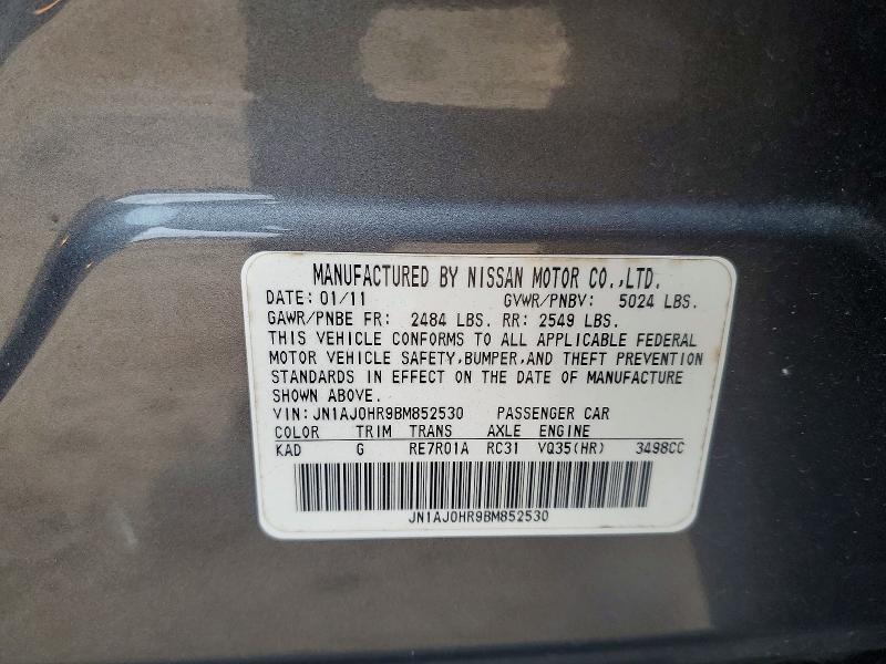 2011 Infiniti Ex35 მანქანა იყიდება აუქციონზე, vin: JN1AJ0HR9BM852530, აუქციონის ნომერი: 97897975