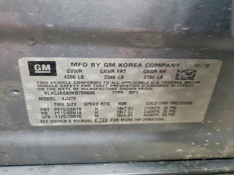 Aukcja sprzedaży 2019 Buick Encore, vin: KL4CJASB9KB760606, numer aukcji: 73440335