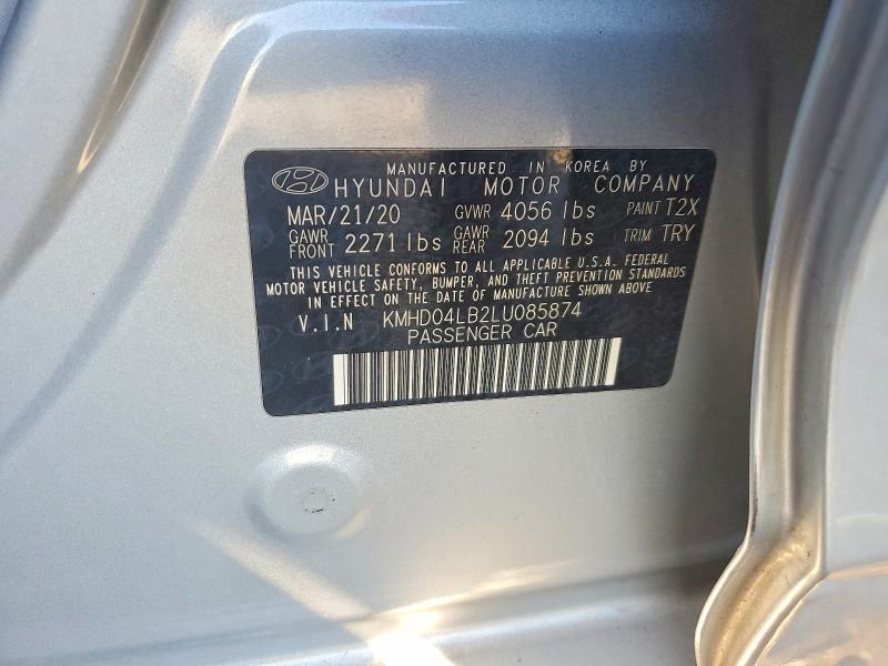 Продаж на аукціоні авто 2020 Hyundai Elantra, vin: KMHD04LB2LU085874, номер лоту: 73478595
