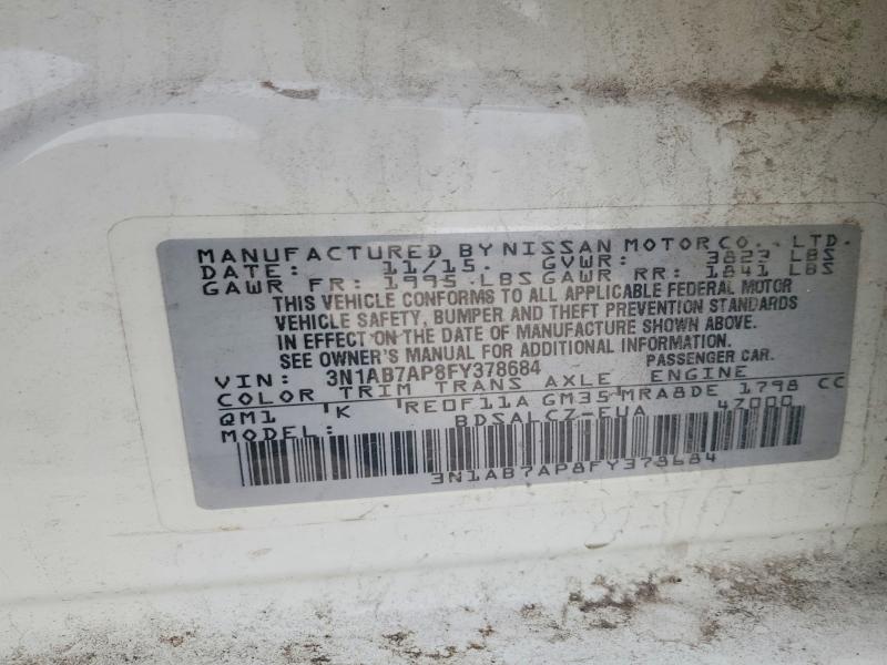99662105 :رقم المزاد ، 3N1AB7AP8FY378684 vin ، 2015 Nissan Sentra مزاد بيع
