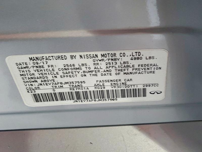 98891105 :رقم المزاد ، JN1EV7AP8JM357595 vin ، 2018 Infiniti Q50 Luxe مزاد بيع