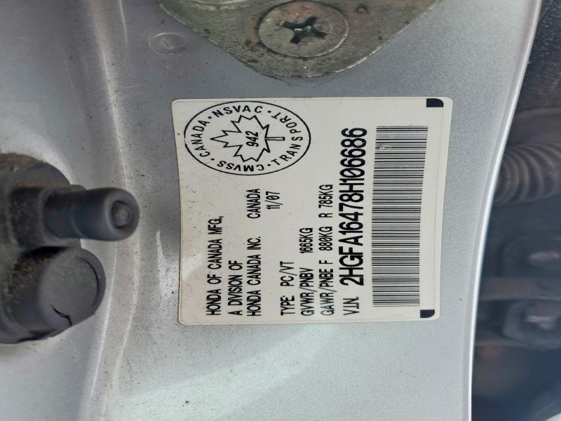 Aukcja sprzedaży 2008 Honda Civic, vin: 2HGFA16478H106686, numer aukcji: 98694445