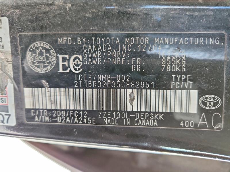 72514405 :رقم المزاد ، 2T1BR32E35C882951 vin ، 2005 Toyota Corolla مزاد بيع
