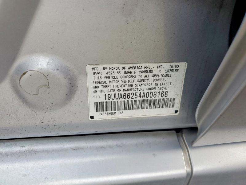 Aukcja sprzedaży 2004 Acura Tl, vin: 19UUA66254A008168, numer aukcji: 74285345