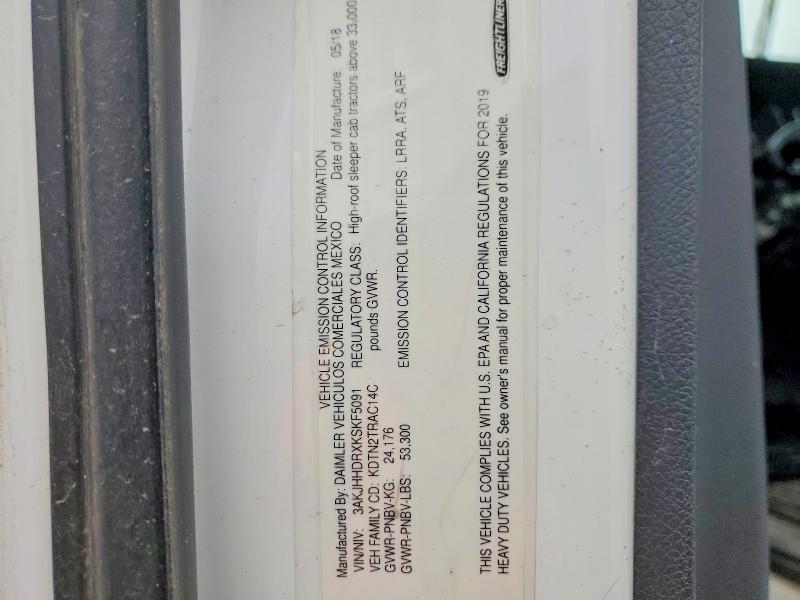 Aukcja sprzedaży 2019 Freightliner Cascadia 1, vin: 3AKJHHDRXKSKF5091, numer aukcji: 73702755