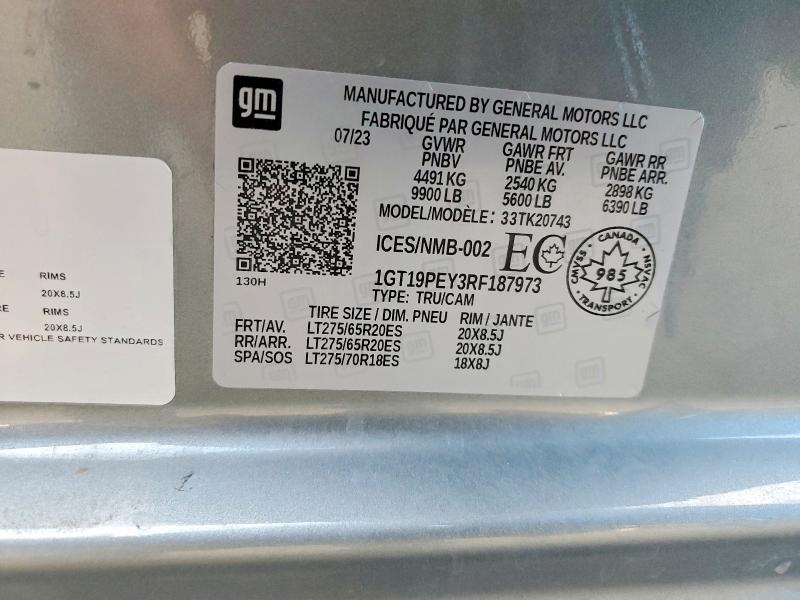 2024 Gmc Sierra მანქანა იყიდება აუქციონზე, vin: 1GT19PEY3RF187973, აუქციონის ნომერი: 75312055