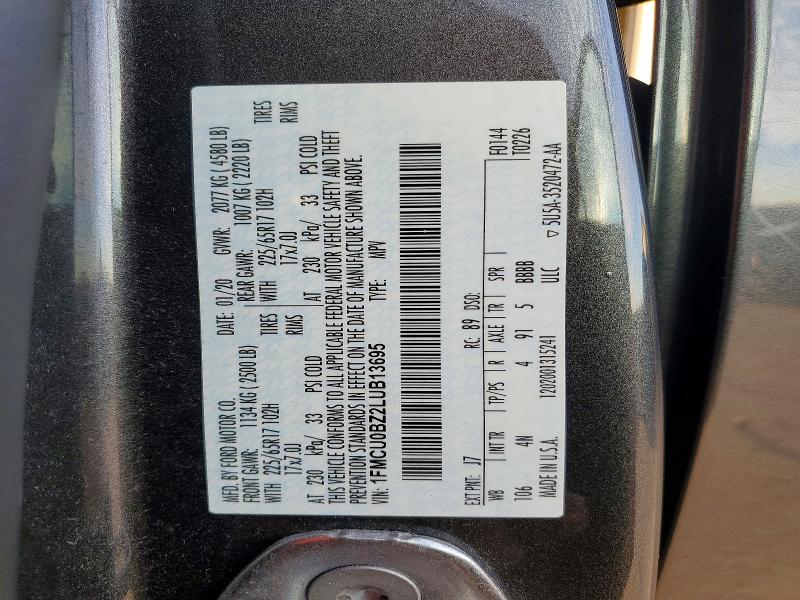 Продажа на аукционе авто 2020 Ford Escape, vin: 1FMCU0BZ2LUB13695, номер лота: 72561925