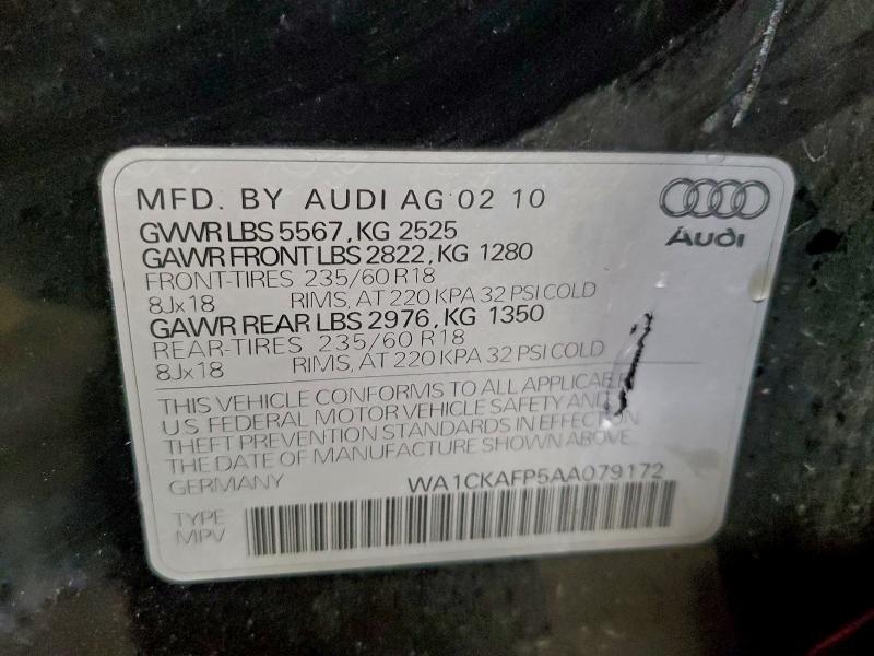 Aukcja sprzedaży 2010 Audi Q5 Premium, vin: WA1CKAFP5AA079172, numer aukcji: 99210245