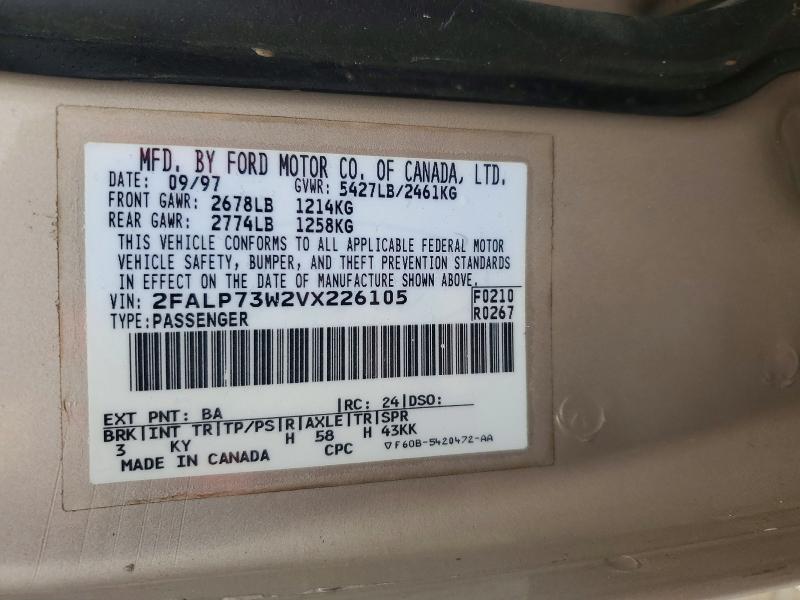 Продаж на аукціоні авто 1997 Ford Crown Victoria, vin: 2FALP73W2VX226105, номер лоту: 74453405