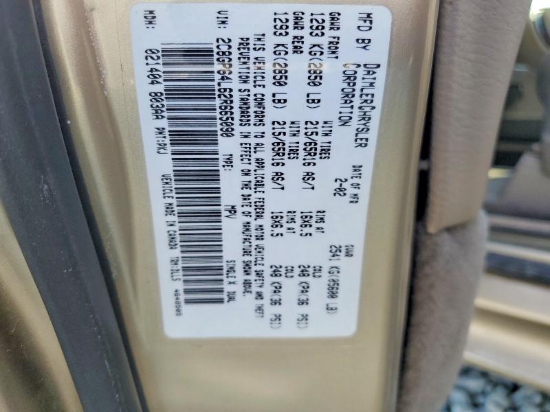 99844895 :رقم المزاد ، 2C8GP64L62R665090 vin ، 2002 Chrysler Town & Country مزاد بيع