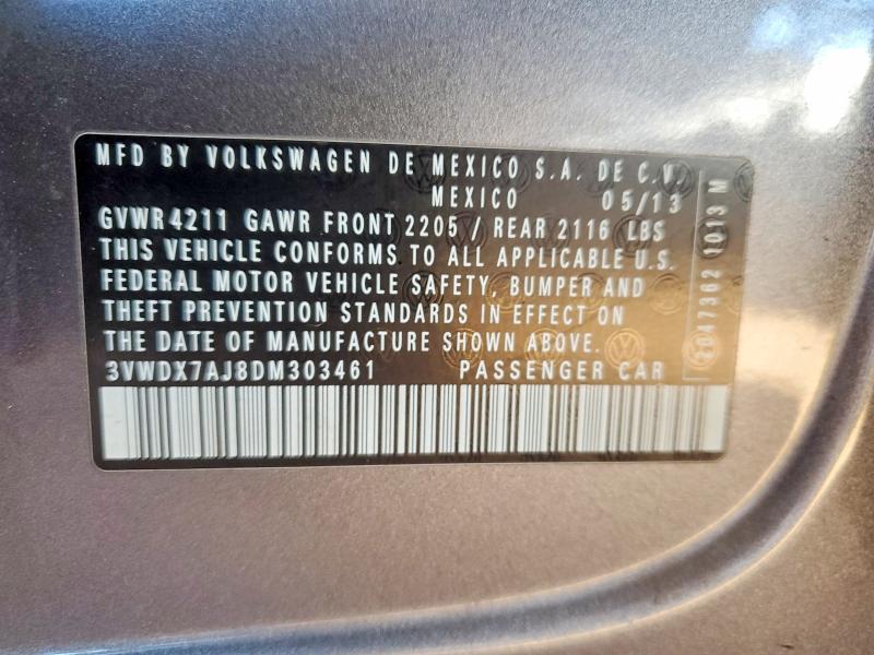 Aukcja sprzedaży 2013 Volkswagen Jetta, vin: 3VWDX7AJ8DM303461, numer aukcji: 74465035