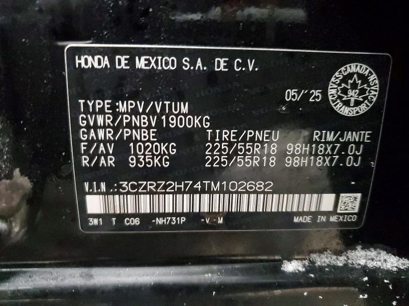 74913415 :رقم المزاد ، 3CZRZ2H74TM102682 vin ، 2026 Honda Hr-v مزاد بيع