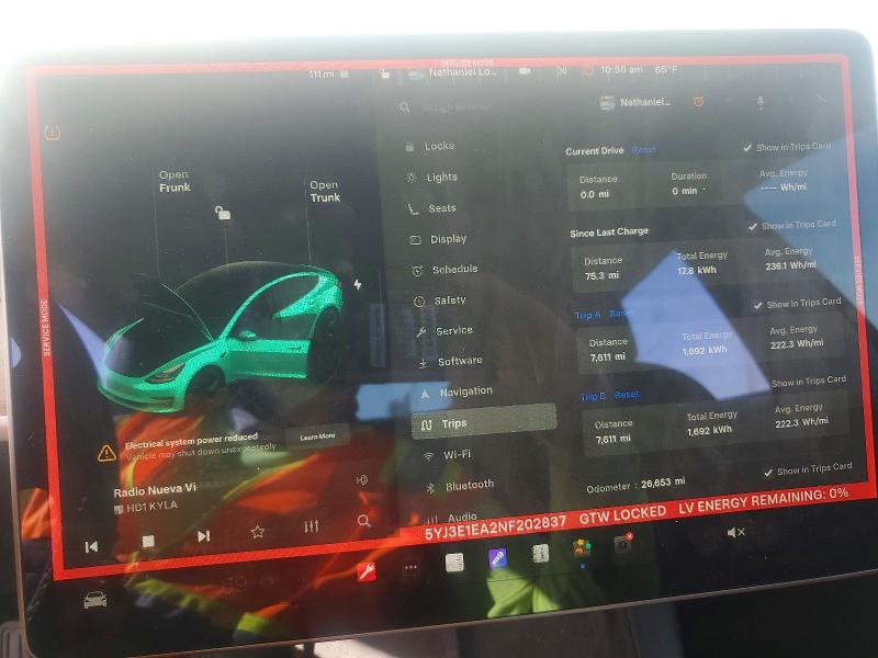 Продажа на аукционе авто 2022 Tesla Model 3, vin: 5YJ3E1EA2NF202837, номер лота: 72896625
