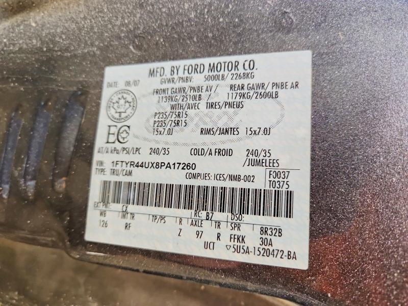 97519415 :رقم المزاد ، 1FTYR44UX8PA17260 vin ، 2008 Ford Ranger مزاد بيع