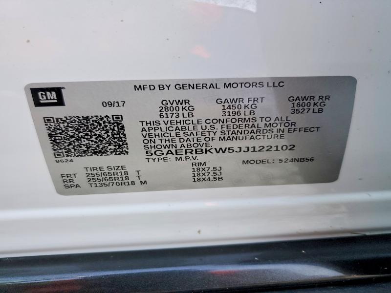 73448875 :رقم المزاد ، 5GAERBKW5JJ122102 vin ، 2018 Buick Enclave Es مزاد بيع