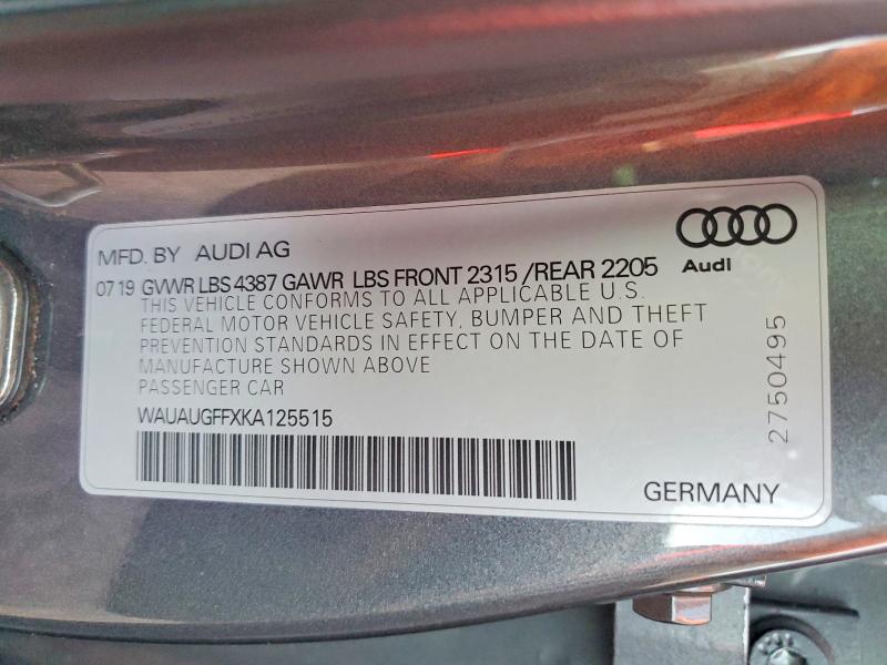 Aukcja sprzedaży 2019 Audi A3, vin: WAUAUGFFXKA125515, numer aukcji: 73117345