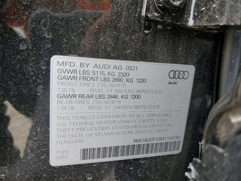 Продаж на аукціоні авто 2021 Audi Q3, vin: WA1AUCF33M1104780, номер лоту: 74071095