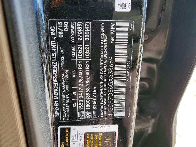 75033085 :رقم المزاد ، 4JGDF7DE6GA638669 vin ، 2016 Mercedes-benz Gl مزاد بيع