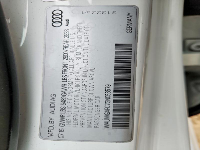 Продаж на аукціоні авто 2016 Audi A7, vin: WAUWGAFC7GN058579, номер лоту: 97941715