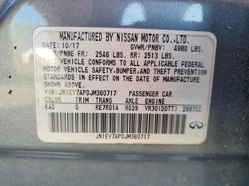 98574895 :رقم المزاد ، JN1EV7AP0JM360717 vin ، 2018 Infiniti Q50 Luxe مزاد بيع