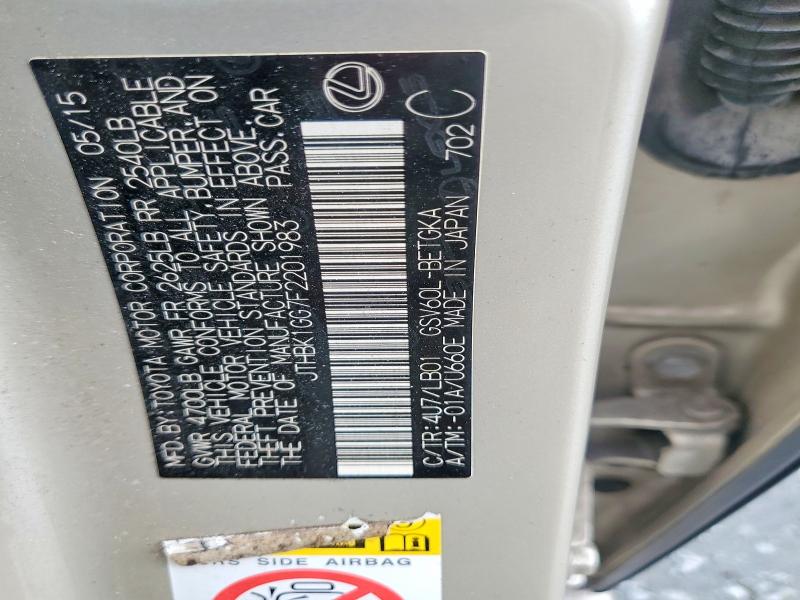 73394895 :رقم المزاد ، JTHBK1GG7F2201983 vin ، 2015 Lexus Es مزاد بيع