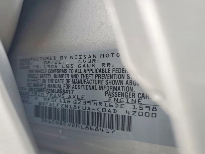 Продажа на аукционе авто 2021 Nissan Versa, vin: 3N1CN8EV2ML868417, номер лота: 99734455