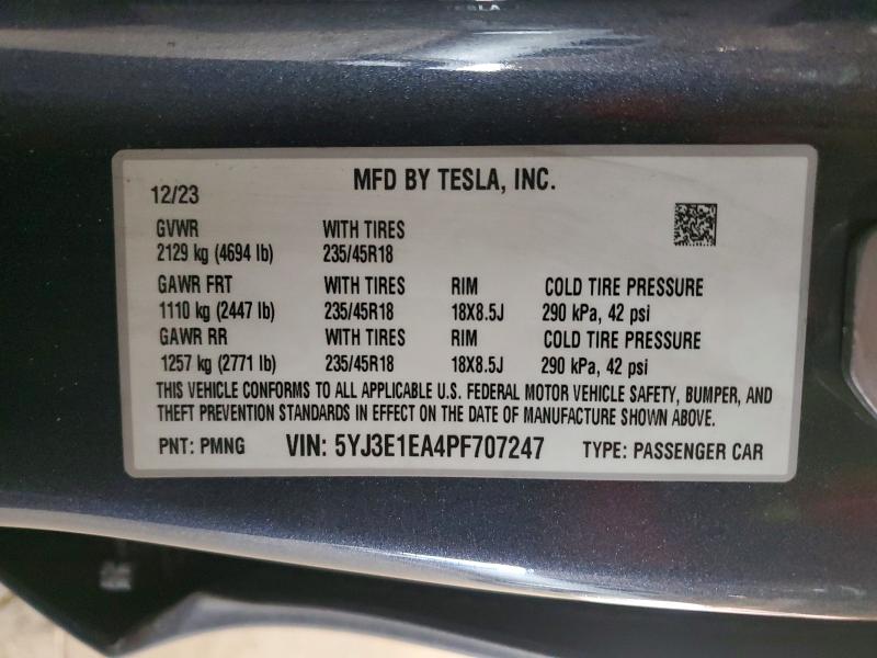 Aukcja sprzedaży 2023 Tesla Model 3, vin: 5YJ3E1EA4PF707247, numer aukcji: 99517695