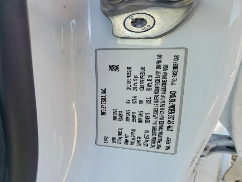 Aukcja sprzedaży 2022 Tesla Model 3, vin: 5YJ3E1EB3NF151843, numer aukcji: 75300325