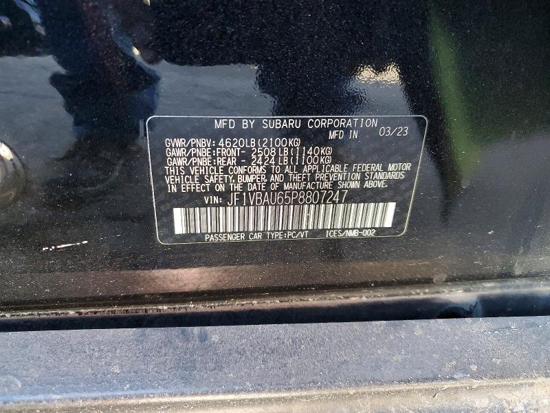 Продаж на аукціоні авто 2023 Subaru Wrx, vin: JF1VBAU65P8807247, номер лоту: 75501865