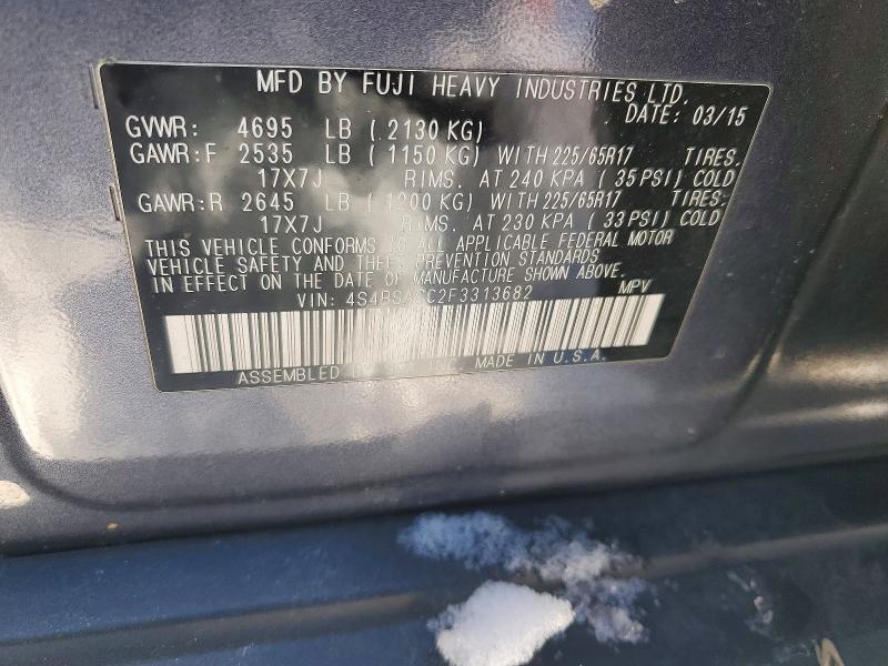73597235 :رقم المزاد ، 4S4BSACC2F3313682 vin ، 2015 Subaru Outback مزاد بيع
