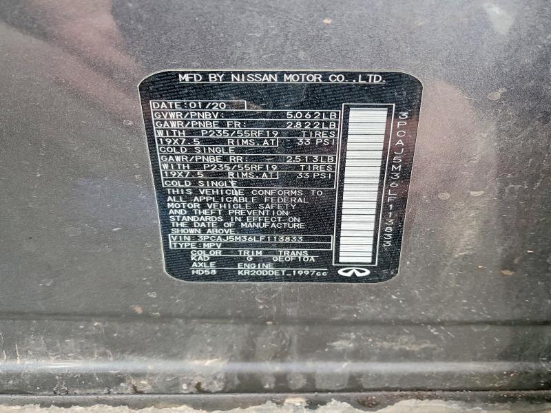 Продажа на аукционе авто 2020 Infinity Qx50, vin: 3PCAJ5M36LF113833, номер лота: 72275285