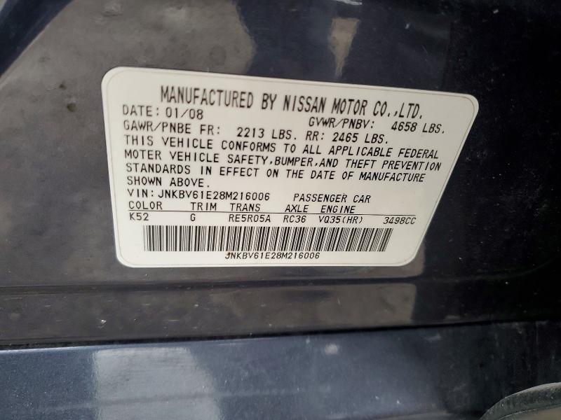 Продажа на аукционе авто 2008 Infiniti G35, vin: JNKBV61E28M216006, номер лота: 99026375