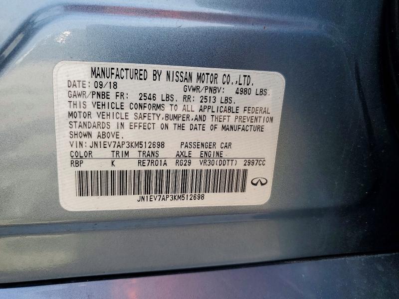 Aukcja sprzedaży 2019 Infiniti Q50, vin: JN1EV7AP3KM512698, numer aukcji: 73161475