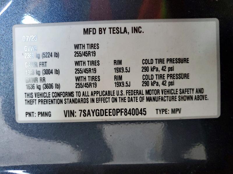 Aukcja sprzedaży 2023 Tesla Model Y, vin: 7SAYGDEE0PF840045, numer aukcji: 75555805