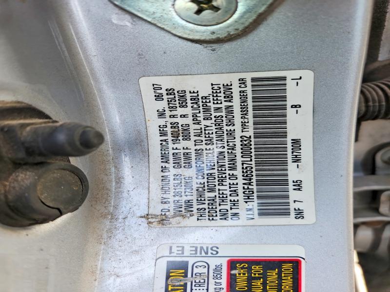 74064975 :رقم المزاد ، 1HGFA46557L000832 vin ، 2007 Honda Civic Gx مزاد بيع