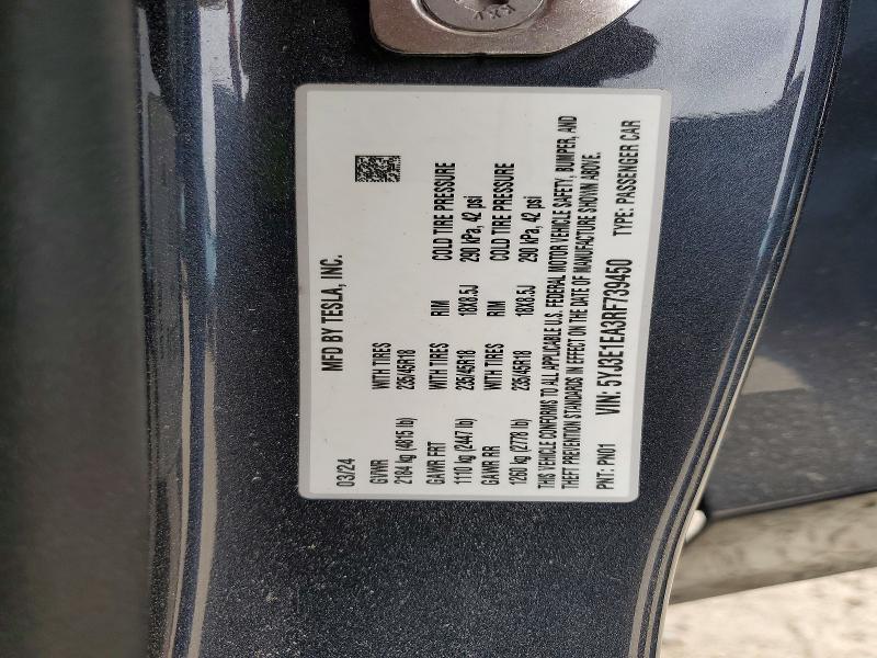 Aukcja sprzedaży 2024 Tesla Model 3 Awd W/long R, vin: 5YJ3E1EA3RF739450, numer aukcji: 99615035