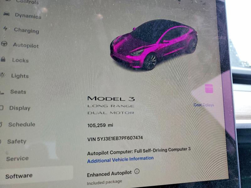 Aukcja sprzedaży 2023 Tesla Model 3, vin: 5YJ3E1EB7PF607474, numer aukcji: 74319965
