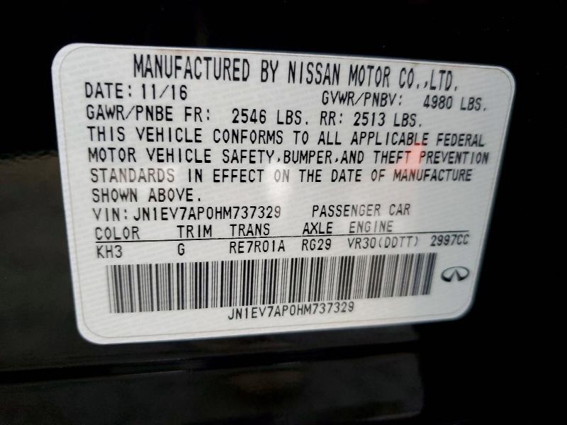 2017 Infiniti Q50 მანქანა იყიდება აუქციონზე, vin: JN1EV7AP0HM737329, აუქციონის ნომერი: 99547455