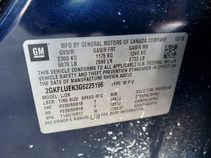 Auction sale of the 2016 Gmc Terrain, vin: 2GKFLUEK3G6225196, lot number: 74440175