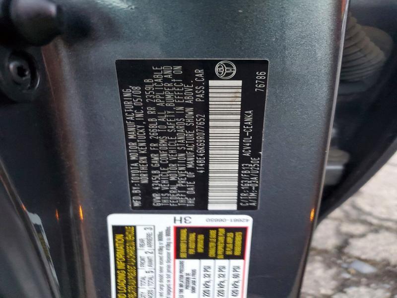2009 Toyota Camry მანქანა იყიდება აუქციონზე, vin: 4T4BE46K69R077652, აუქციონის ნომერი: 98277285