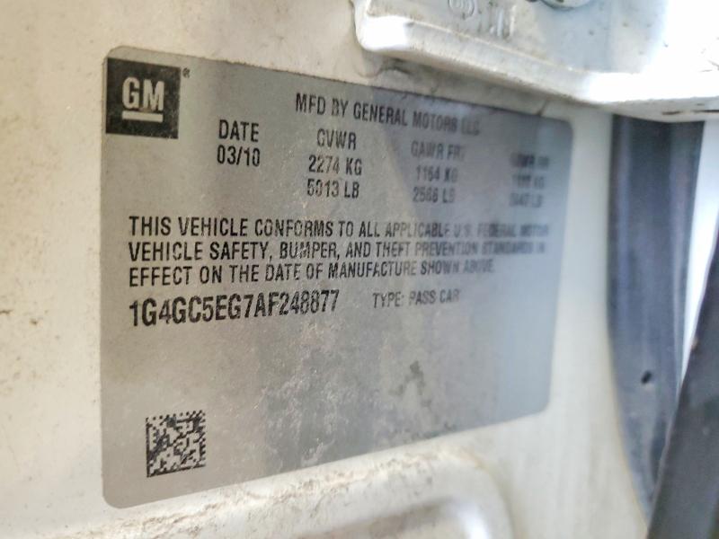 Продаж на аукціоні авто 2010 Buick Lacrosse, vin: 1G4GC5EG7AF248877, номер лоту: 73217895