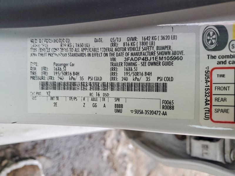 Продаж на аукціоні авто 2014 Ford Fiesta, vin: 3FADP4BJ1EM105960, номер лоту: 98623405