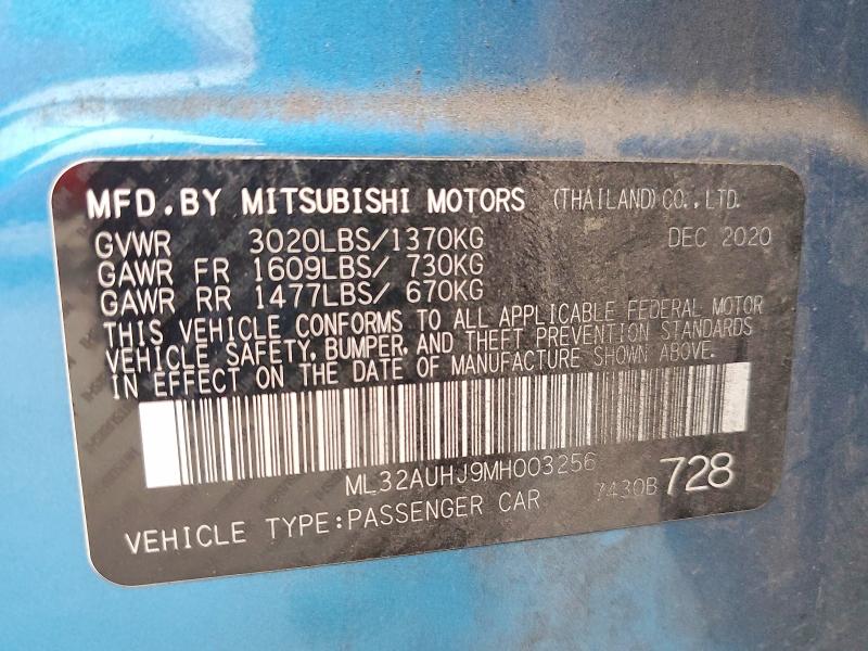 Продаж на аукціоні авто 2021 Mitsubishi Mirage, vin: ML32AUHJ9MH003256, номер лоту: 74232725